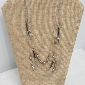Charming Charlie 3 layer silvertone necklace